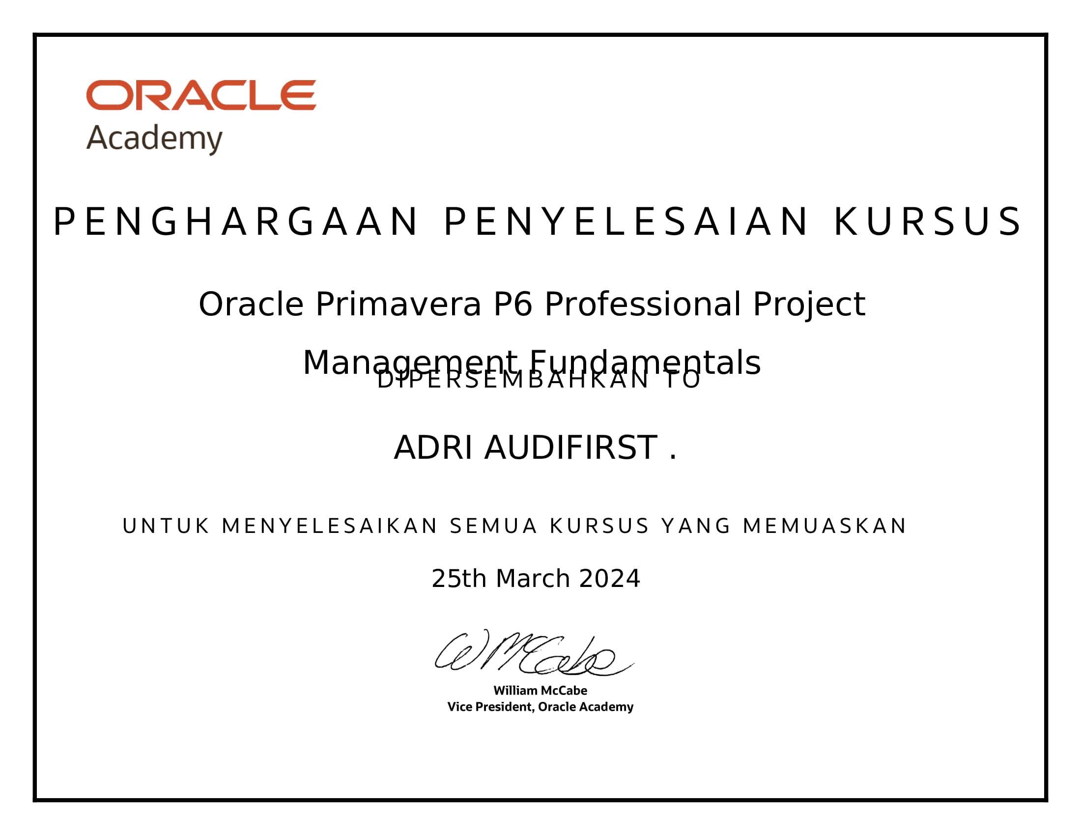 Oracle Primavera P6 Professional