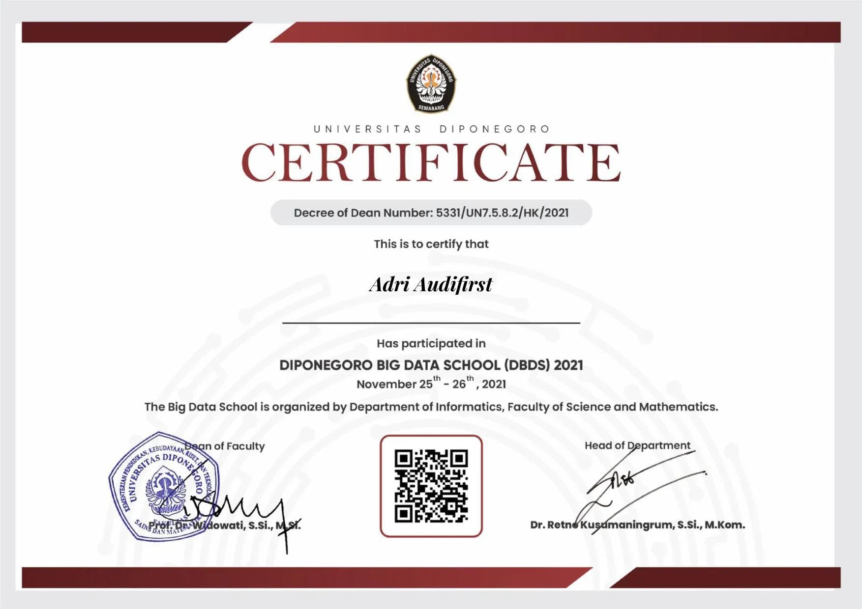 Diponegoro Big Data School